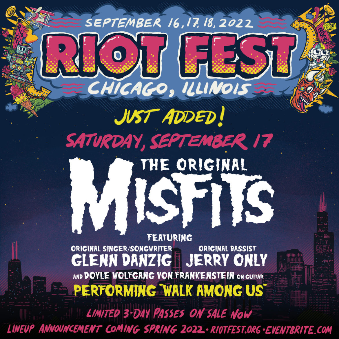 The Original Misfits added to Riot Fest 2022, Performing “Walk Among Us” (40th Anniversary Set) in Full